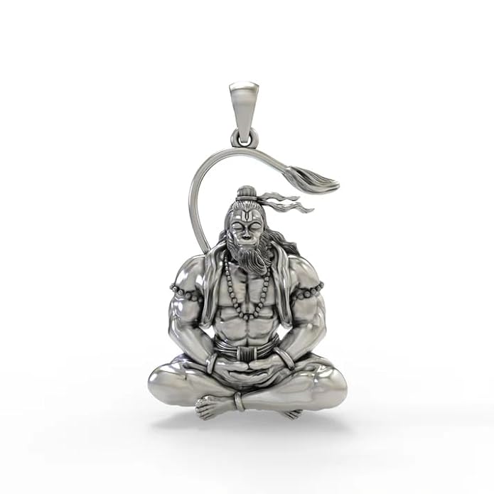 Hanuman Silver Locket With Chain