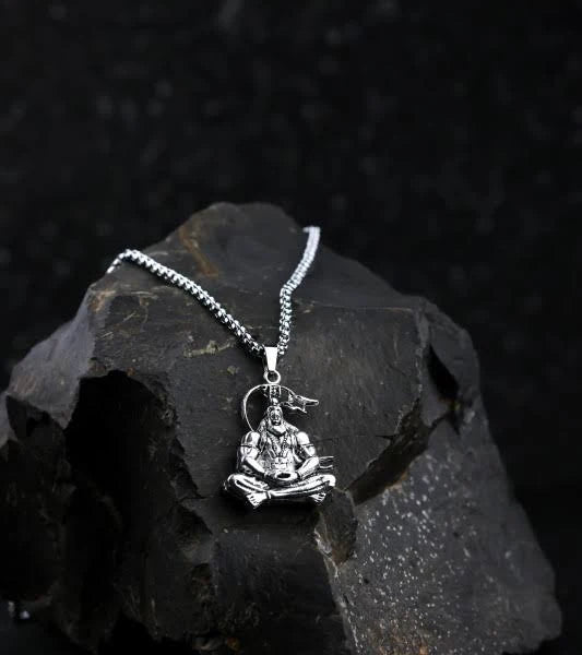 Hanuman Silver Locket With Chain